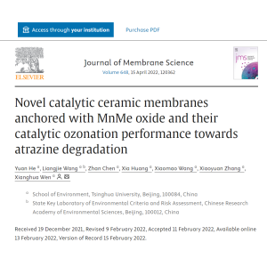 Novel catalytic ceramic membranes anchored with MnMe oxide and their catalytic ozonation performance