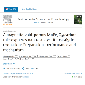 A magnetic-void-porous MnFez04/carbon microspheres nano-catalyst for catalytic ozonation: Preparatio