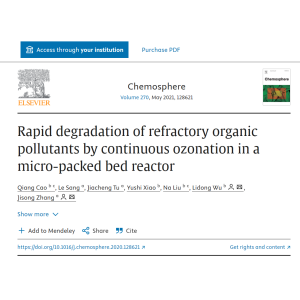 Rapid degradation of refractory organic pollutants by continuous ozonation in a micro-packed bed rea